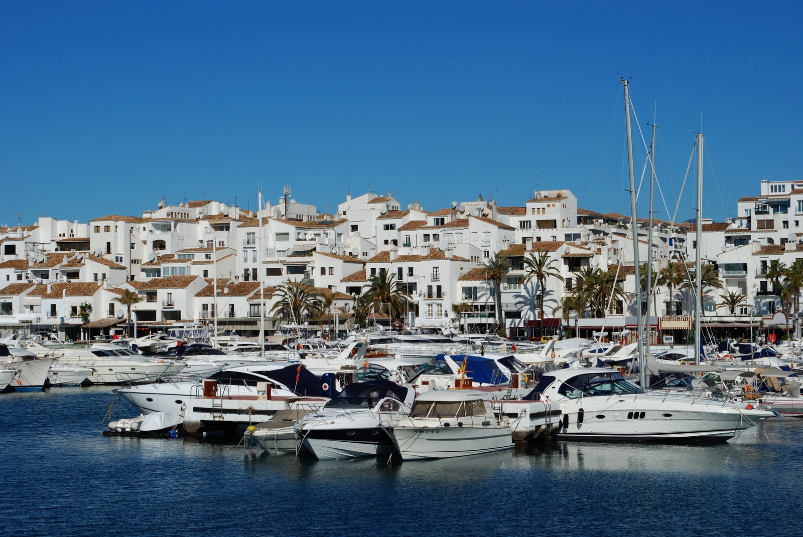 Marbella property and living Boats in marina, Puerto Banus, Spain.